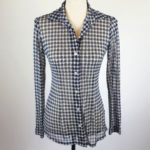 Vintage Y2K nylon print long sleeve button down top size small